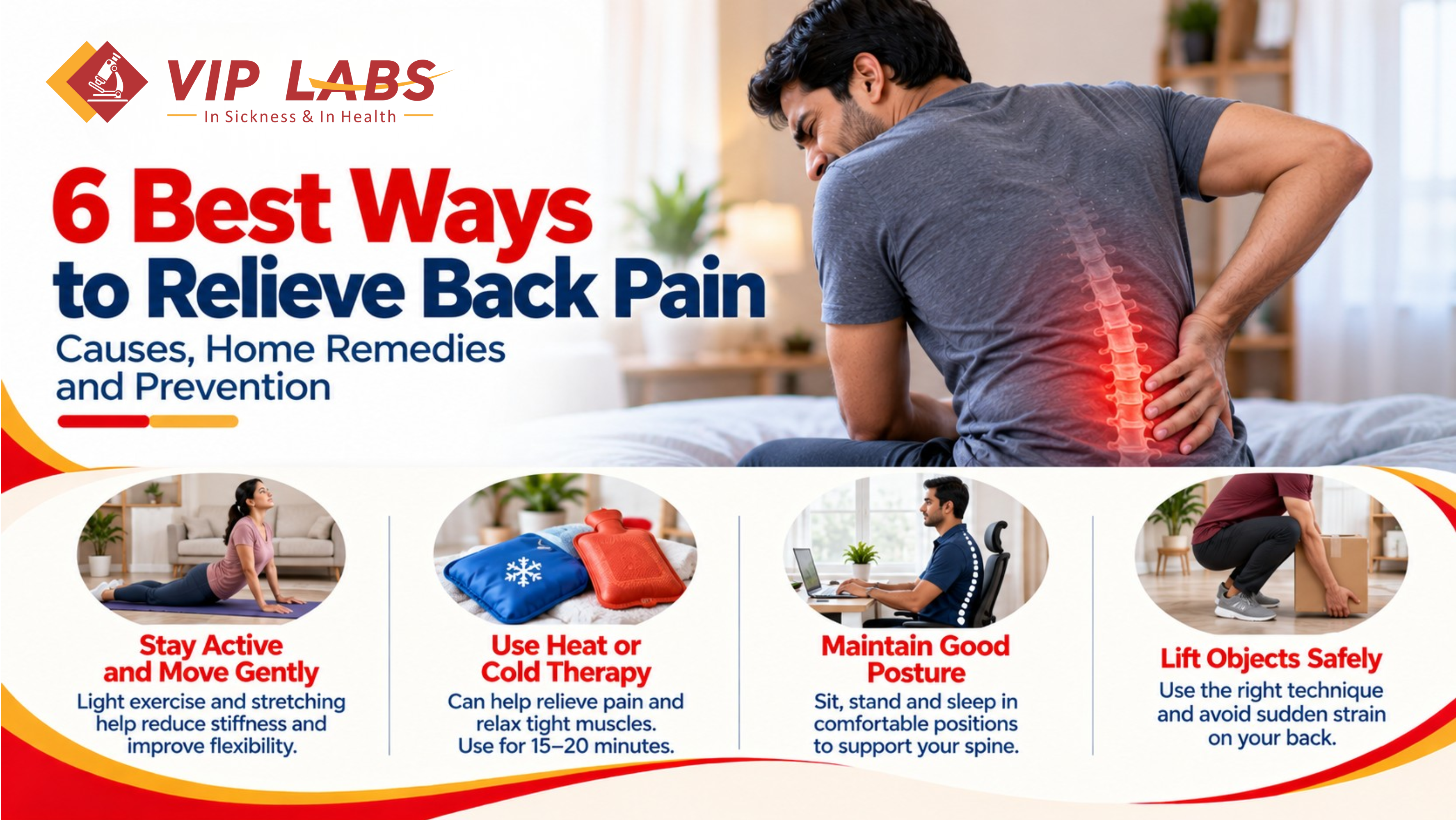 6 Best Ways to Relieve Back Pain: Causes, Home Remedies and Prevention